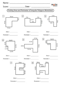 Area And Perimeter Of Polygons Worksheets Math Monks Shapesworksheets