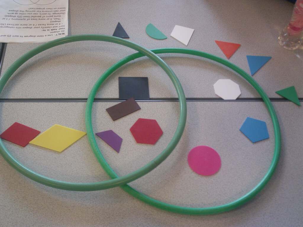 2D Or 3D Shape Sorting With Venn Diagrams According To 2 Different 