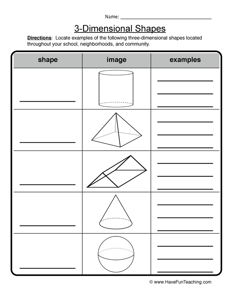 3 Dimensional Shapes Worksheet Have Fun Teaching