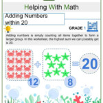 Adding Numbers Within 20 1st Grade Math Worksheets Answer Key