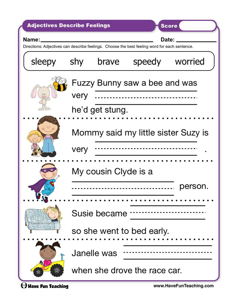 Adjectives Describe Feelings Worksheet Have Fun Teaching