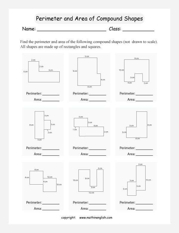 Area And Perimeter Of Compound Shapes Worksheet Shapes Worksheets 