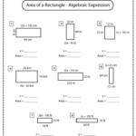 Area Of A Rectangle Algebraic Expression Worksheets Math Monks