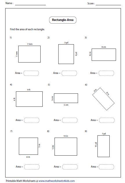 Area Of A Rectangle Worksheets Google Search Area Worksheets 5th 