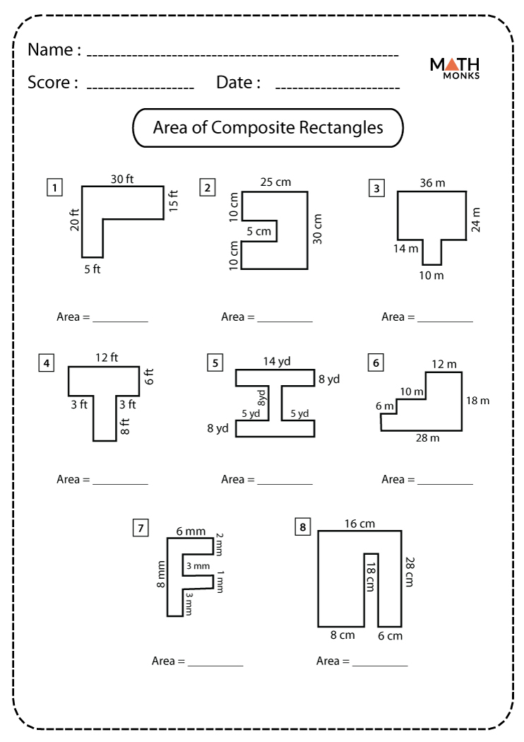 Area Of Composite Figures Worksheets Math Monks