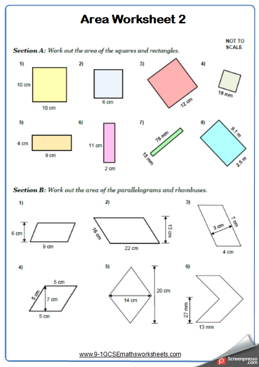 Area Of Quadrilaterals Worksheets Practice Questions And Answers