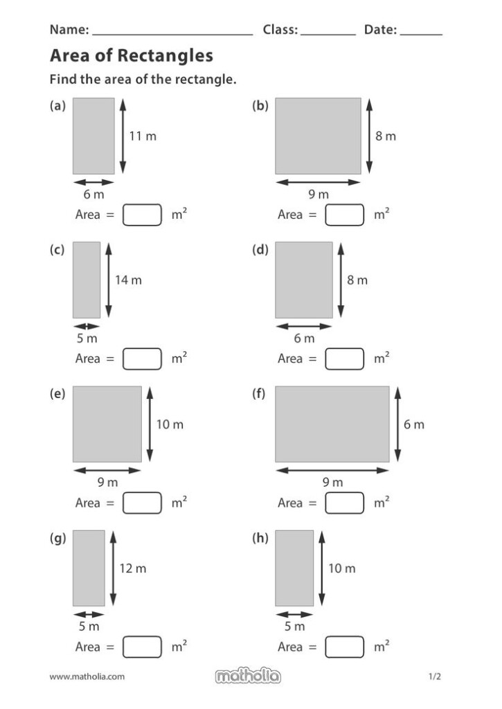 Area Of Rectangles Area And Perimeter Worksheets Kids Math 