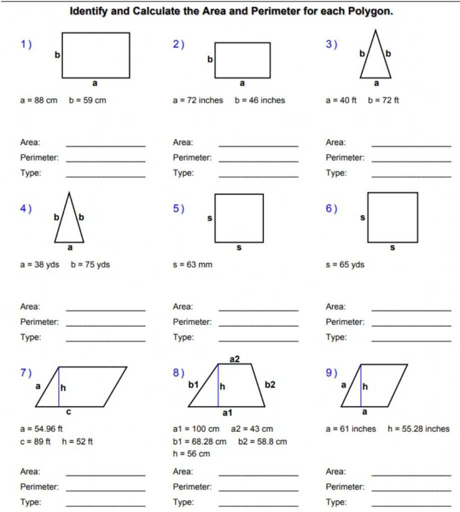 Areas And Perimeters Of Polygons Worksheet