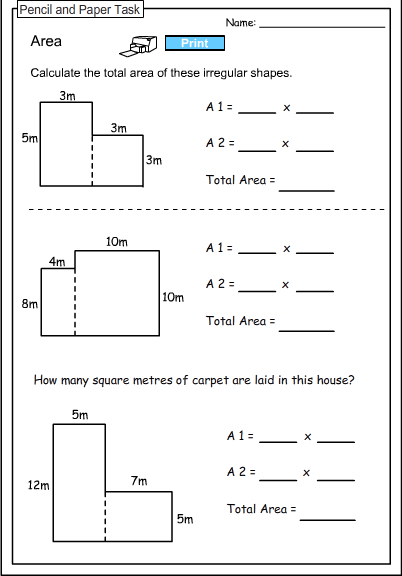 Calculating The Area Of Irregular Shapes Mathematics Skills Online