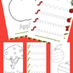 Coloring And Tracing Worksheets Apple Prewriting Printables