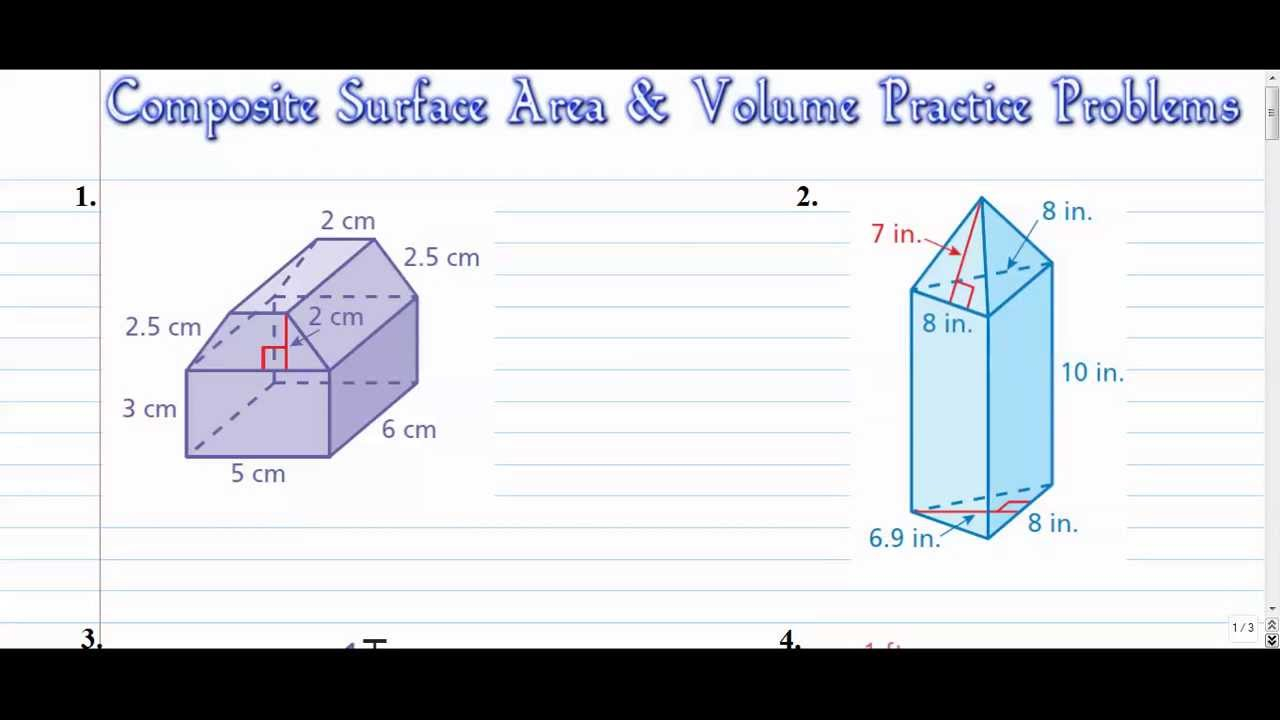 Composite Surface Area Volume Practice Problems YouTube