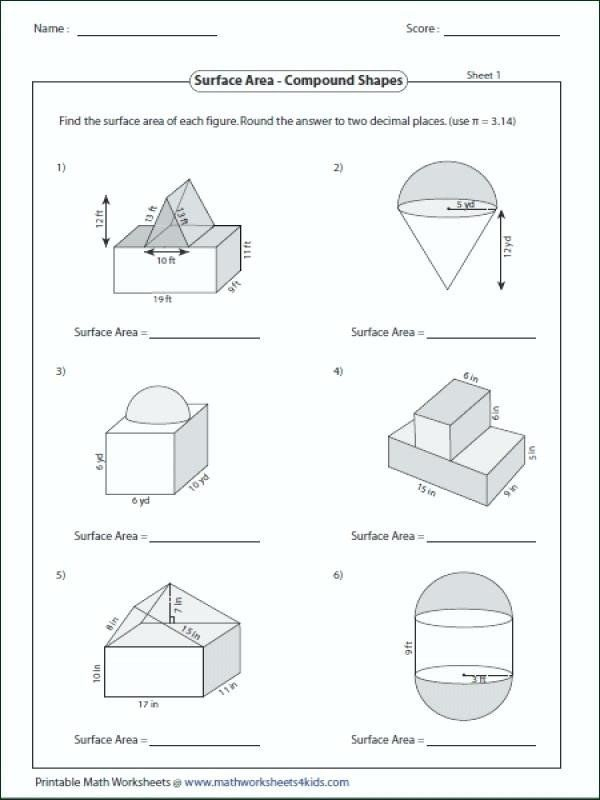 Compound Shapes Worksheet Answer Key Volume Pound Shapes Worksheet 