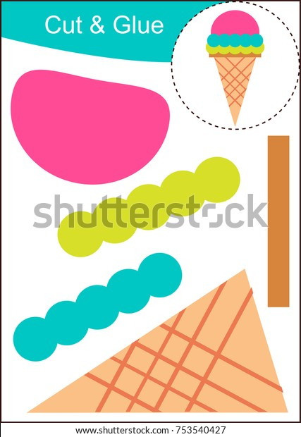 Cut Paste Worksheet Ice Cream Stock Vector Royalty Free 753540427