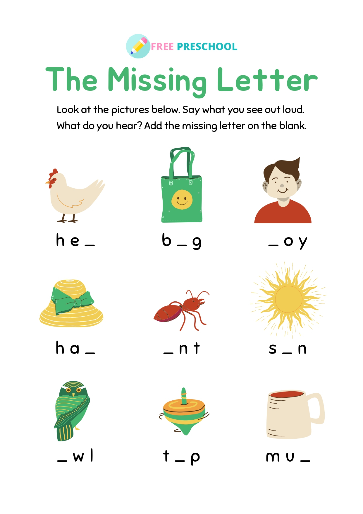 CVC Words Worksheets Free Preschool