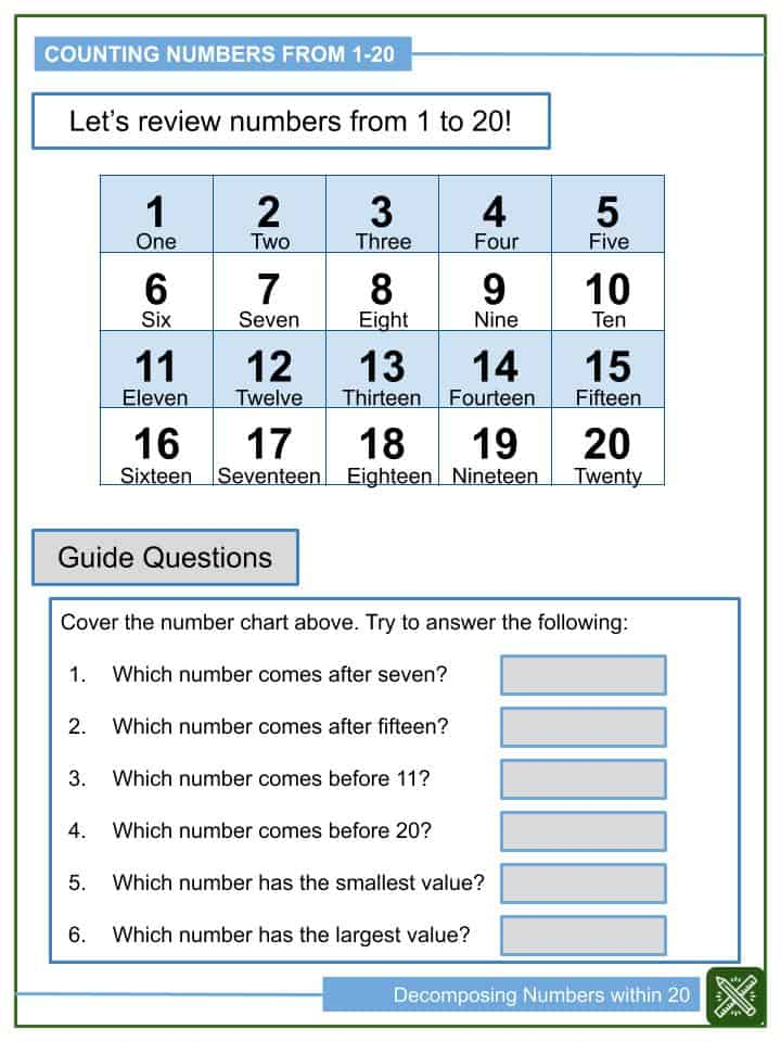 Decomposing Numbers Within 20 1st Grade Math Worksheets Helping With Math