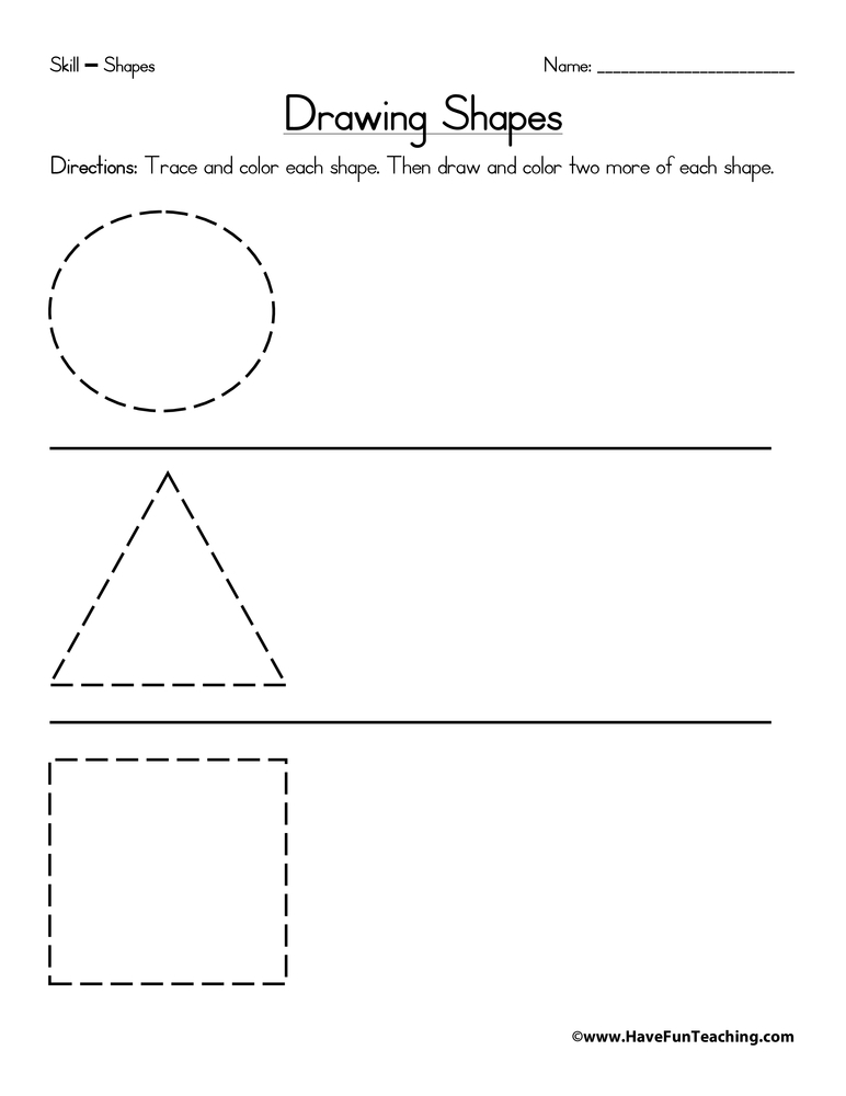 Drawing Circle Triangle Square Shapes Worksheet Have Fun Teaching