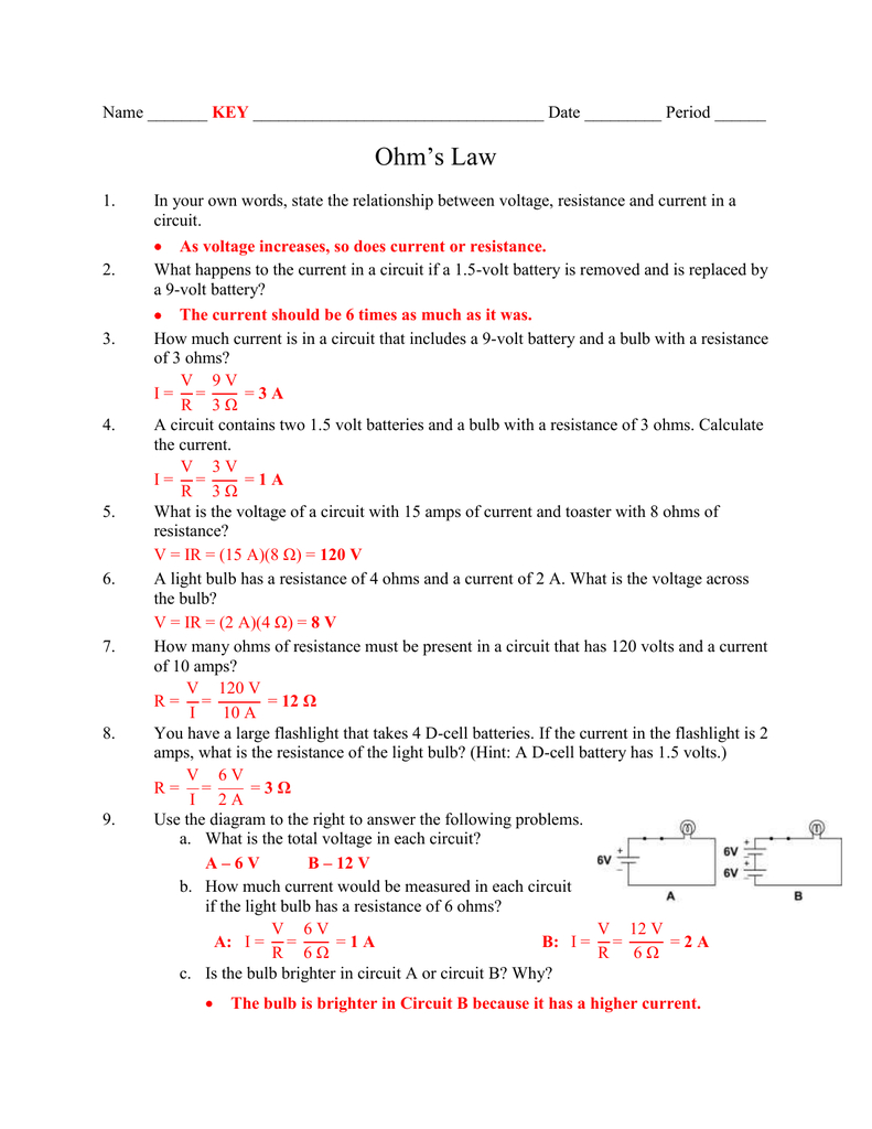 Electrical Resistance Worksheet Answers Db excel