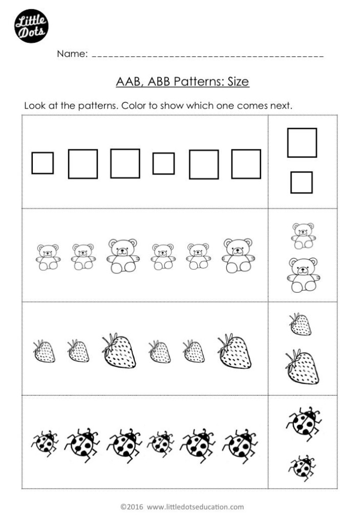 Free AAB And ABB Patterns Worksheet For Kindergarten Level Color The 