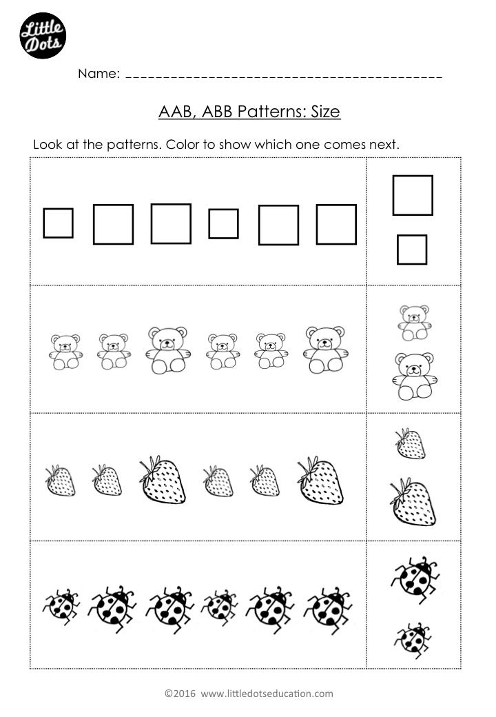 Free AAB And ABB Patterns Worksheet For Kindergarten Level Color The 