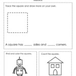 Free Kindergarten Square Shape Worksheet Learn The Basic Properties Of