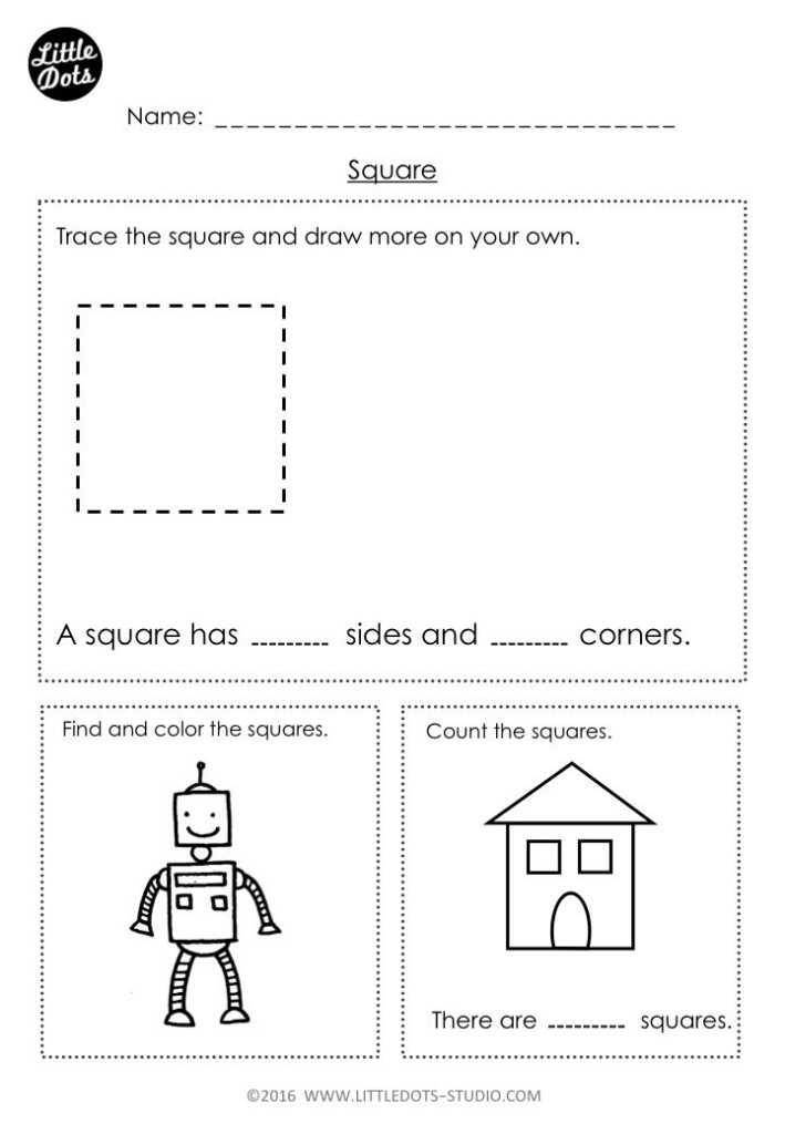 Free Kindergarten Square Shape Worksheet Learn The Basic Properties Of 