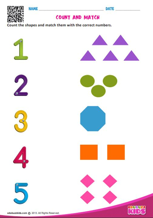 Free Maths Match Numbers worksheets For Preschool With Printable Kids