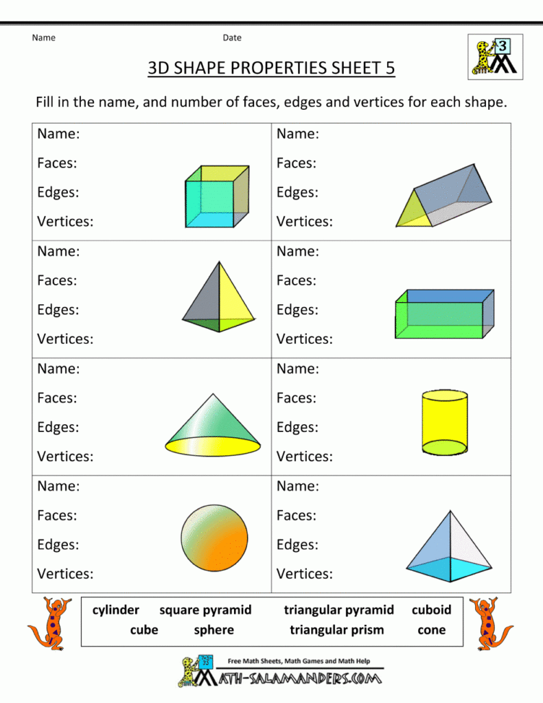 Free Printable Geometry Worksheets 3rd Grade