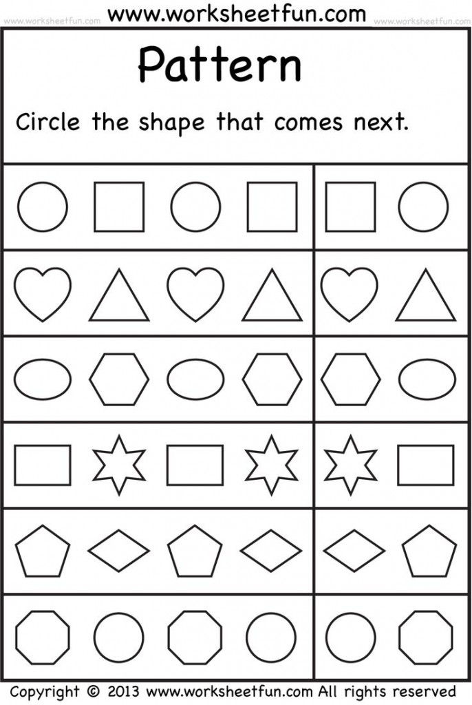 Free Printable Shapes Pattern Worksheet Crafts And Worksheets For 