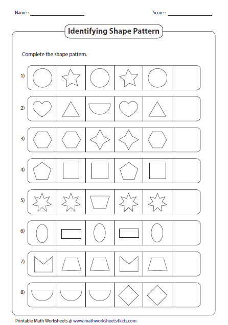 Geometric Shape Pattern Worksheets Worksheet Hero