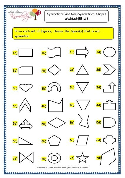 Grade 3 Maths Worksheets 14 4 Geometry Symmetrical And Non