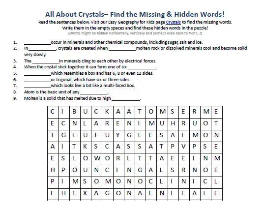 Image Of Crystals Worksheet FREE Online Science Worksheets Easy 