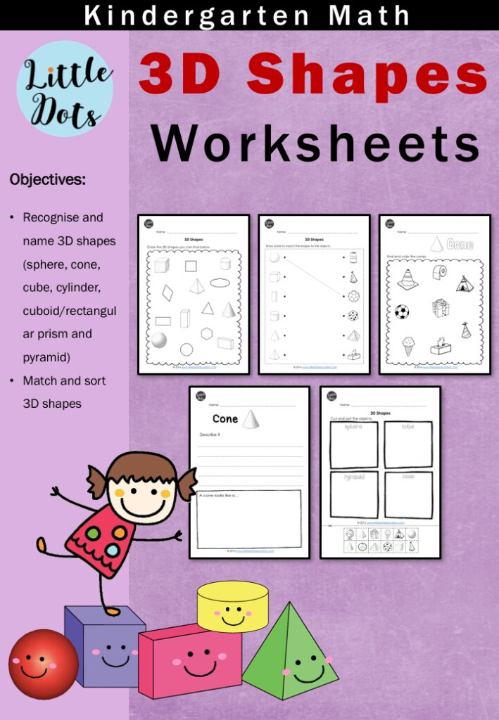 Kindergarten Math 3D Shapes Worksheets And Activities Little Dots 