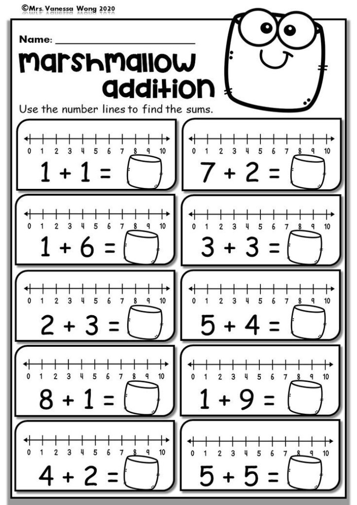 Kindergarten Math Worksheets Number Line Addition Distance Learning 