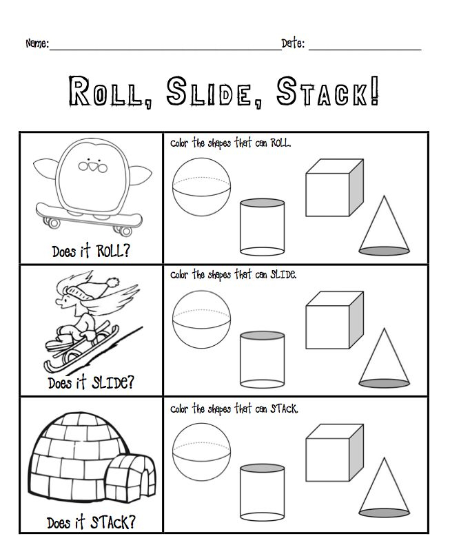 Kindergarten Roll Slide Stack With Solid Shapes K G 4 Shapes 