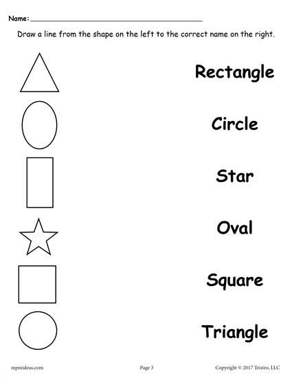 Matching Type Preschool Shapes Worksheets For Kindergarten