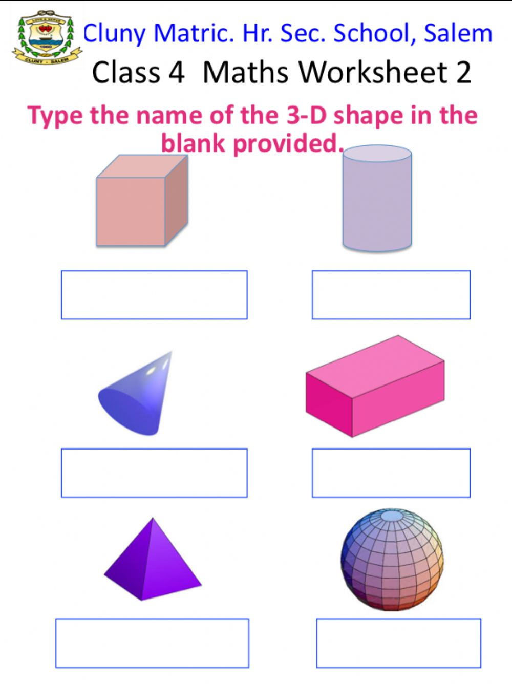 Maths Shapes 2 Worksheet