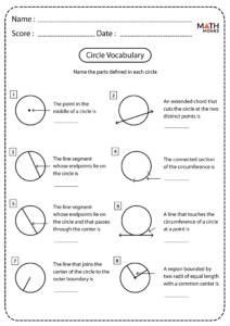 Parts Of A Circle Worksheets Math Monks - ShapesWorksheets.com