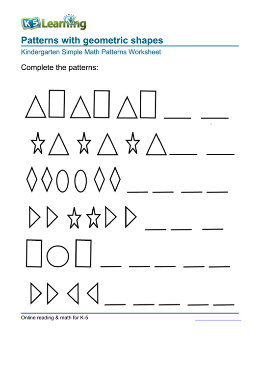 Patterns With Geometric Shapes Kindergarten Simple Math Patterns 