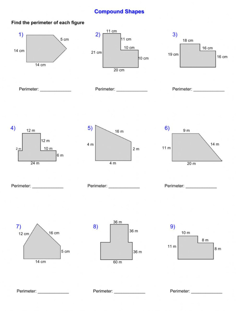 Perimeter Of Compund Shapes Worksheet