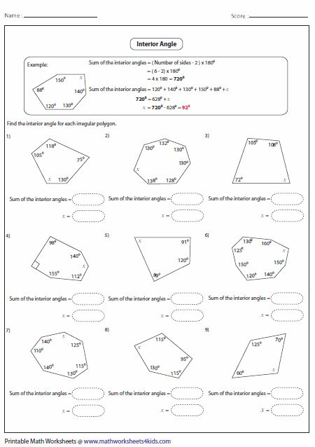 Polygon Worksheets Angles Worksheet Geometry Worksheets Geometry Angles