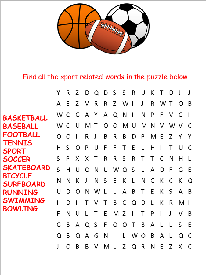 Printable Sports Word Search For Kids Activity Shelter