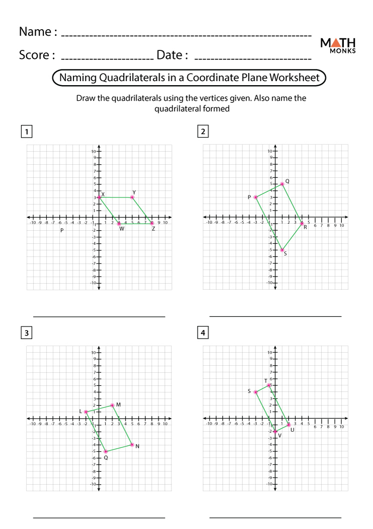 Quadrilaterals In Coordinate Plane Worksheets Math Monks