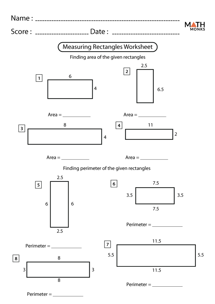 Rectangle Worksheets Math Monks