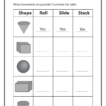 Roll Slide And Stack Shapes Worksheet With Answers Download Printable