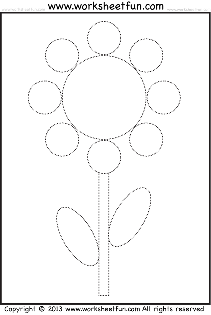 Shape Tracing And Coloring Worksheet Flower FREE Printable 