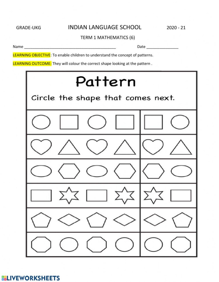 Shapes And Patterns Worksheet - ShapesWorksheets.com