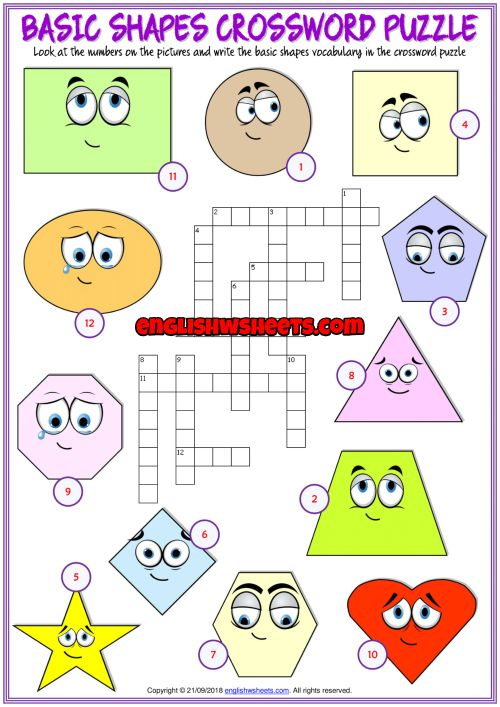 Shapes ESL Printable Crossword Puzzle Worksheet For Kids Crossword 