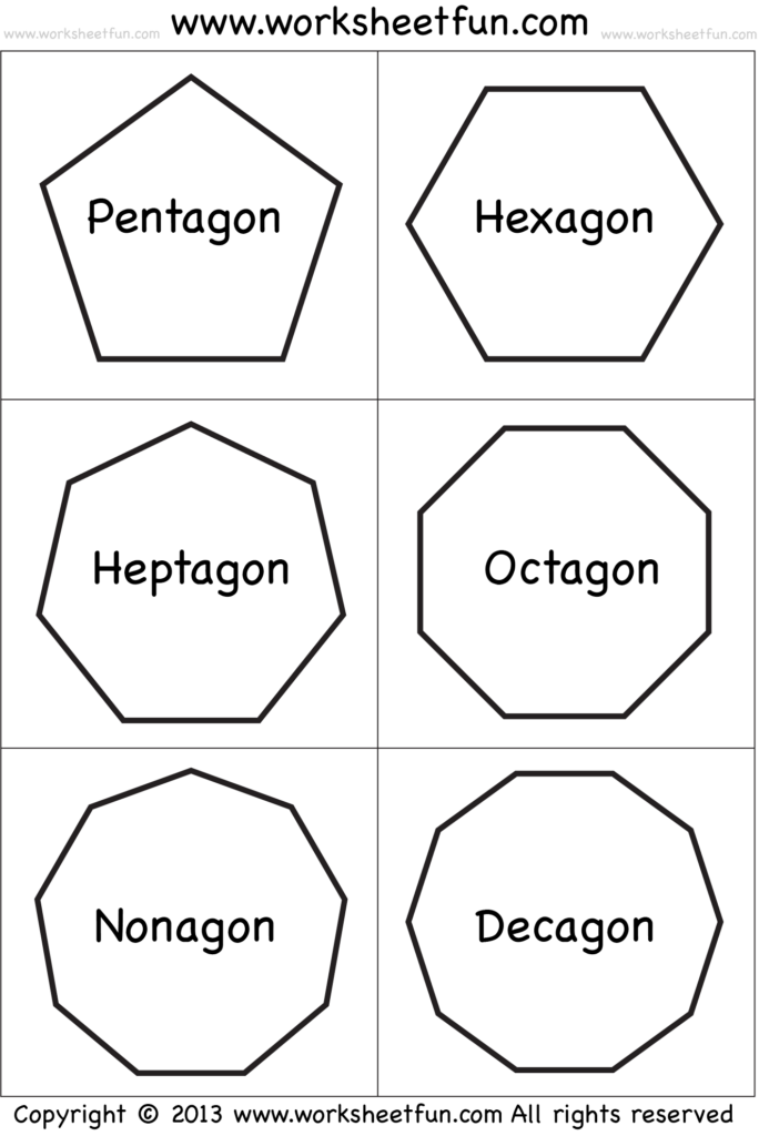 Shapes Polygons Pentagon Hexagon Heptagon Octagon Nonagon 
