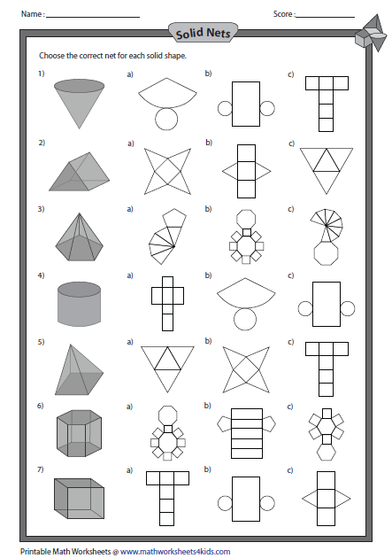 Solid 3D Shapes Worksheets