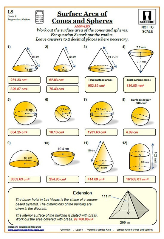 volume and surface area of 3d shapes worksheets pdf